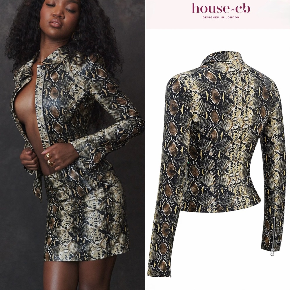 ❤️🔥Firm Price❤️🔥House of CB VANI Snake Print Fitted Jacket - Picture 4 of 16